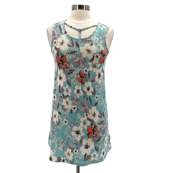 love, Fire Dresses & Skirts - NWT Love Fire Floral Blue Sleeveless Knit Short Mini Dress Juniors Large